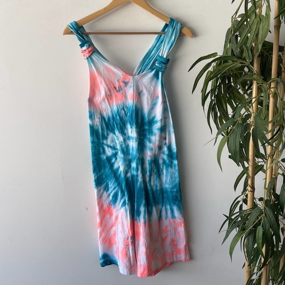 Vintage Gitano Romper Womens OSFM Tie Dye Colorful Summer Retro Picnic Playsuit